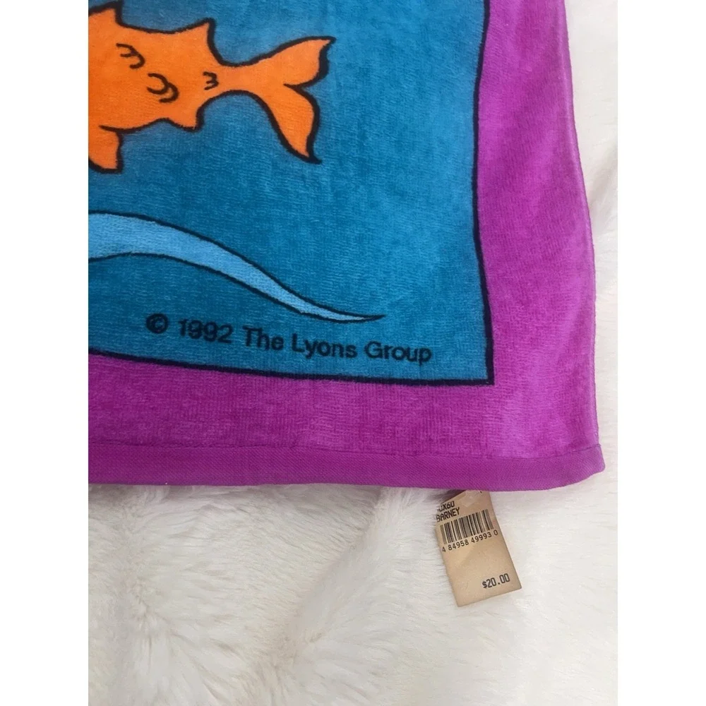 1992 Barney Snorkel Swimming Beach Towel Fish Ocean Lyons Group Vintage NEW